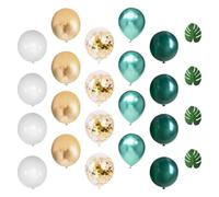 Veemoon Ballons Tropical Palmier 60 Pcs Kit Guirlande Fête Jungle Vert Foncé Blanc Or Ballon Latex Confettis Décoration Shower Anniversaire Graduation