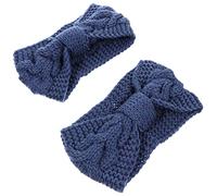 Veemoon Bandeau à Boutons 2pcs Bleu Denim Thermiques Pour Femme Masque De Sport Bandeau De Yoga