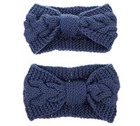 Veemoon Bandeau à Boutons Élastique 2pcs Pour Femme En Laine Douce Bandeau Chaud De Yoga Sport Pour Activités D'hiver Couleur Bleu Denim