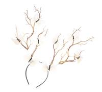 Veemoon Bandeau Cerf Vintage Blanc Avec Fleurs Et Branches - Accessoire Cosplay Halloween - Idéal Pour Photos Et Fêtes Thématiques