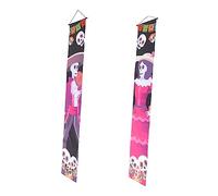 Veemoon Bannière De Porte Halloween 1 Paire Décoration Suspendue Thème Jour Des Morts Facile à Installer - Pour Une Ambiance Festive à Et à L'Extérieur