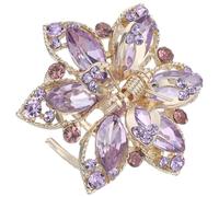 Veemoon Barrette Griffe Strass Vintage pour Cheveux Fins Femmes Pince Décorative Fleur Maintien Solide pour Mariage Fête et Usage Quotidien Moyenne Couleur Violette