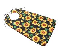 Veemoon Bavoir pour Adulte Âgé à Motif Floral, Protection en Tissu Imperméable, Ajustable avec Boucles à Pression, Grosse Taille, Réutilisable, pour Repas à Domicile, Accessoire Pratique