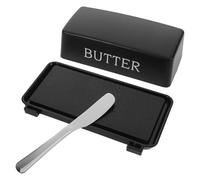 Veemoon Beurrier avec Couvercle Hermétique et Couteau Intégré Boîte de Rangement en Plastique Noir Grosse Capacité pour Beurre Frais Cuisine et Réfrigérateur Porte-Beurre Pratique et