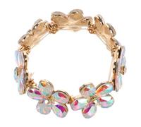 Veemoon Bijoux Irisés Femme Fille Épouser Bal De De Mariée Fleur Élastique Simulé Creux Mariage Invité Délicat Pendant Bracelet De Cristaux Mesdames Branché Alliage