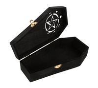 Veemoon Boîte à Bagues de Cercueil en Bois Noire Couvercle Verrouillable - Coffret à Bijoux D’Halloween Décoratif Multifonction - Boîte Porte-Bagues Originale pour Fête et Rangement