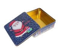 Veemoon Boîte à Bonbons de Noël Carrée en Fer Coffret de Biscuits Délicats Boîte Métallique Décorative pour Fête Rangement de Friandises et Présents Festifs Thème Père Noël Neige