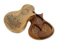 Veemoon Boîte à Médiators en Bois Naturel 4 Pièces - 1 Boîte de Rangement Légère 3 Médiators pour Guitare - Accessoire Compact pour Collection et Transport Facile