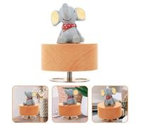 Veemoon Boîte à Musique Ronde en Bois Éléphant Tournant Décoration pour Chambre et Bureau Centre de Table pour Fête Accessoire Photo Élégant et Présent Original