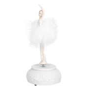 Veemoon Boîte à Musique Rotative Ballet Girl en Résine Blanche Décoration Artistique pour Anniversaire Fille Présent Romantique sans Pile Salon Chambre Bureau Artisanat Délicat