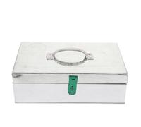 Veemoon Boîte à Outils en Acier 28x16x9 Cm Serrure et Poignée, Boîte de Rangement Ménager Multifonction pour Atelier, Maison, Bureau et Caisse Enregistreuse, Métal Couleur