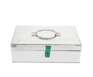 Veemoon Boîte à Outils en Acier 28x16x9 Cm Serrure et Poignée, Boîte de Rangement Ménager Multifonction pour Atelier, Maison, Bureau et Caisse Enregistreuse, Métal Couleur