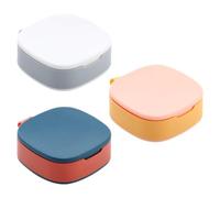 Veemoon Boîte à Pilules Portable Étanche 3 Pièces, Mini Pilulier de Voyage en Polypropylène 4 Compartiments, Étui Hermétique Blanc, Orange Bleu et Jaune Rose, Rangement Pratique