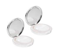 Veemoon Boîte à Poudre de Maquillage 2 Pièces Ultra-fine 5 G Houppette Élastique Portable pour Femmes Usage Quotidien Cosmétique Coque Abs Argentée