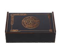 Veemoon Boîte Bois pour Cartes avec Motif Pentagramme Boîte de Rangement Décorative pour Tarot Bijoux et Cristaux Coffret Compact pour Maison et Voyage