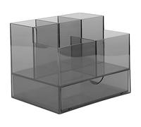 Veemoon Boîte de Rangement Manucure Format Compact Plastique Transparent Noir Organiseur D’accessoires Nail Art pour Salon Maison Bureau