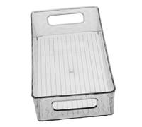 Veemoon Boîte de Rangement Rectangulaire Plastique Transparent Gris avec Motif Moderne pour Réfrigérateur et Cuisine Bac pour Organisation Pratique à Domicile