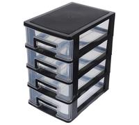 Veemoon Boîte de Rangement Tiroir Plastique Couches Meuble Colonne Portable Noir et Transparent Armoire Multi-étagères pour Bureau et Maison Organiseur Poussière Compact