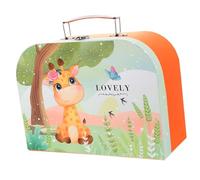 Veemoon Boîte de Rangement Valise Garçon Fille Carton Robuste Boîte Portable Motif Long Cou pour Papeterie Jouets et Petits Objets Design Simple et Antichoc