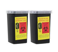 Veemoon Boîte de Recyclage pour Lames de Rasoir 2 Pcs, Conteneur Portable pour Objets Tranchants de Barbier, Distributeur Compact Couvercle Verrouillable, Adapté aux Lames Double
