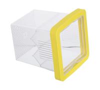Veemoon Boîte D'élevage Flottante en Acrylique Jaune pour Aquarium avec Séparateur Amovible, Circulation d'eau Optimale et 3 Ventouses, Boîte D'isolement pour Poissons Isolés