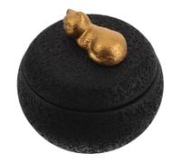 Veemoon Boîte Funéraire Hermétique pour Animaux de Compagnie 350 ML en Ciment Noir, Urne Funéraire pour Chats et Chiens, Urne Commémorative Compacte pour Cendres, Coffret Souvenir