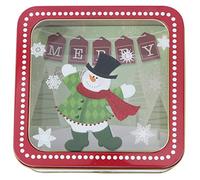 Veemoon Boîte Métallique Carrée Transparente avec Motif Bonhomme de Boîte à Bonbons et Biscuits pour Noël Coffret Décoratif et Chic pour Fêtes et Rangement