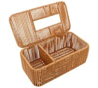 Veemoon Boîte Mouchoirs Rectangulaire Rotin Synthétique Tressé Organisateur de Comptoir Pratique Boîte à Mouchoirs Décorative pour Salon Rangement Papier Absorbant Fait Main Style