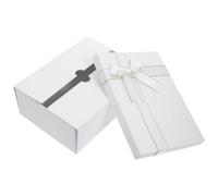 Veemoon Boîte Présent avec Couvercle et Nœud Ruban en Papier Blanc Design Élégant Portable pour Fêtes D'anniversaire et Célébrations Festives