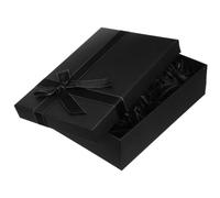 Veemoon Boîte Présent Noire avec Couvercle et Rembourrage, 28x20x8cm, | Papier et Polyester, Format Rectangulaire Élégant, Ruban Décoratif Inclus, pour Valentine et Fêtes