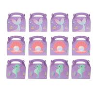 Veemoon Boîtes à Dragées Sirène en Carton 12 Pcs Poignée, Coffrets Présents Thème Océan pour Fête D’anniversaire, Mariage ou Naissance, Boîtes à Friandises Papier Décor Mermaid, Présent
