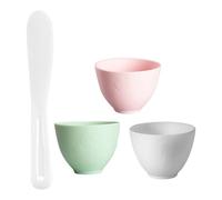 Veemoon Bol Mélangeur pour Masque Facial en Silicone 3 Bols Couleurs Grand Bâtonnet Blanc, Kit DIY pour Soins Peau, Salon et Usage Maison, Mélange Facile pour Masques à L'argile