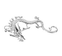 Veemoon Boucle D'oreille à Clip Dragon en Métal Argenté, Manchette D'oreille Gauche sans Perçage, Accessoire Punk Géométrique pour Femmes, Boucles D'oreilles Dragon Non Percées, Bijou