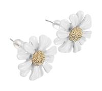 Veemoon Boucles D’oreilles Marguerite Blanches de Fleur pour Femmes, Clous D’oreilles en Argenté 925, Bijoux Fantaisie Légers, pour Usage Quotidien et Occasions Festives