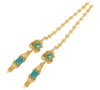 Veemoon Boucles D’oreilles Pendantes Longues Ethniques avec Motifs Floraux Ajourés, Pompons Verts, Style Gothique Rétro, 1 Paire pour Femmes, Accessoire de Fête et Mariage, Bijou Hippie