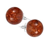 Veemoon Boucles D’oreilles pour Femmes en Résine Rouge Pailleté, Puces D’oreilles Rondes 20 Mm, Bijoux Fantaisie Légers Perçage des Oreilles Automne-hiver