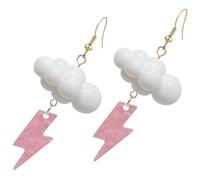 Veemoon Boucles D'oreilles Pendantes Acrylique Nuage et Éclair, Grand Format, Style Années 80, Gouttes de Pluie, pour Femmes et Filles, Bijoux Météo, Usage Quotidien et Fête