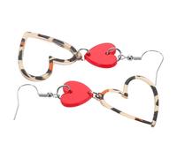 Veemoon Boucles D'oreilles Pendentives de Cœur à Imprimé Léopard, Alliage et Acrylique, Petit Pendentif Inoxydable, 1 Paire, Bijoux Femme pour Mariages et Occasions Spéciales