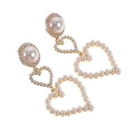 Veemoon Boucles Oreilles Forme De Cœur Avec Et Pendentif Perles Synthétiques Pour Femme Pour Mariage Anniversaire Et Saint-valentin