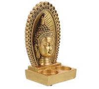 Veemoon Bougeoir Porte-Bougie Bouddha en Résine Photophore Décoratif Vintage Statuette Compacte pour Décoration Intérieure Support de Bougie LED pour Salon et Table Présent Original