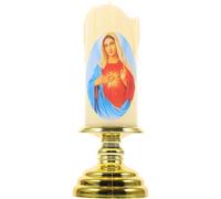 Veemoon Bougie de prière à LED sans flamme Notre-Dame - Bougie de dévotion catholique - religieux pour hôpital - Fonctionne avec piles