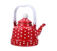 Veemoon Bouilloire En Émail 1,1l Rouge à Pois Blancs, Bouilloire Domestique Traditionnelle, Légère Et Portable, Adaptée Pour Théière Et Usage Quotidien