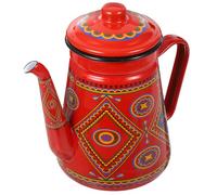 Veemoon Bouilloire en Émail Rouge 1,5 L pour Cuisinière Épaisse, Théière Vintage Pratique, Compatible Gaz Induction Électrique, Maison Camping et Préparation Thé