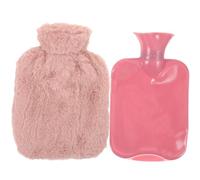 Veemoon Bouillotte Chauffante 1000 Ml Housse en Tissu Peluche Rose Imitation Lapin, Sachet D'eau Chaude en Pvc, Petite Poche Isotherme Pratique pour Soins Thermiques Hivernaux, Confort