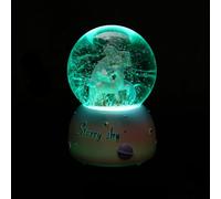 Veemoon Boule de Cristal Musicale Licorne Lumineuse Décorative 80 Lumière LED sans Piles Cristal Transparent Décoration Bureau Chambre Présent Enchanté