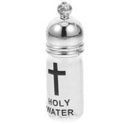 Veemoon Bouteille d'eau Bénite en Verre 28x11 Mm Bouchon Acrylique Argenté, Petite Bouteille Sacrée Chrétienne pour Baptême et Décoration D’église, Récipient Porte-bénédictes