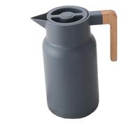 Veemoon Bouteille Isotherme Grosse Capacité 2l Poignée en Bois, Récipient D'eau Chaude Gris, Pot Isotherme pour Maison et Bureau, Maintien Longue Durée Température