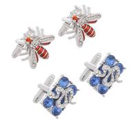 Veemoon Boutons de Manchette Abeille Rectangulaires Ornés de Cristaux, Lot de 2 Paires pour Costume Homme, Style Vintage Élégant, Accessoires Mode pour Smoking et Tenue Soirée, Présent