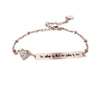 Veemoon Bracelet Acier Inscription Not Sisters By Blood But Bangle Ajustable Élégant pour Femme Rose