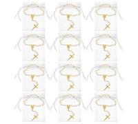 Veemoon Bracelet de Chapelet Catholique Mini en Alliage avec Croix et Perles, Kit de 12 Sets pour Usage Quotidien et Mariage, Style Élégant et Bien-être Spirituel